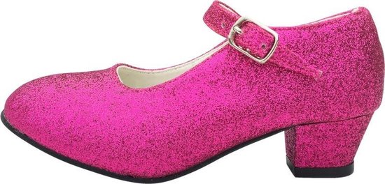 Spaanse Prinsessen schoenen - roze fuchsia glitter maat 37 - valt als maat  35... | bol.com