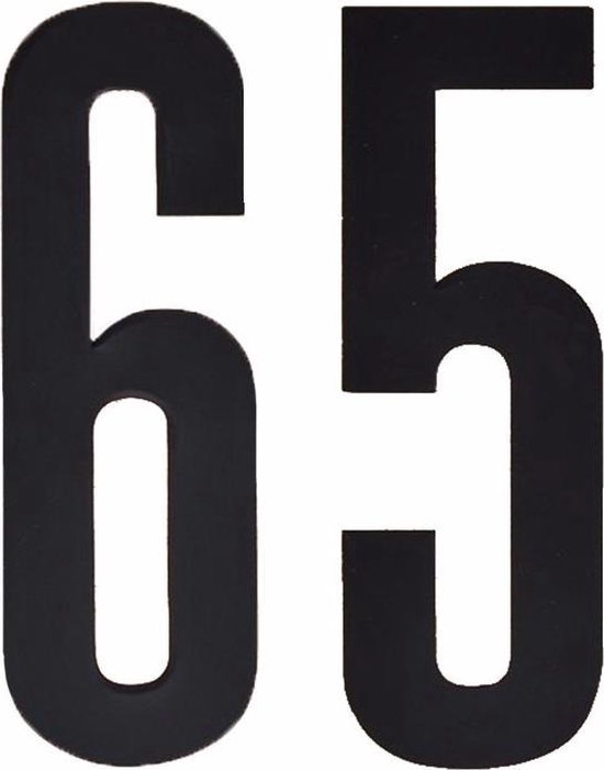 Cijfer 65 zwart 10 cm - klikocijfers / losse plakcijfers | bol.com