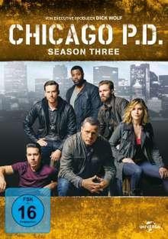 DVD hoes van Chicago P.D. seizoen drie, met de cast op de voorgrond.