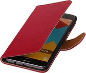 Roze Echt Leer Leder booktype wallet cover hoesje voor Samsung Galaxy A7 2016