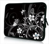 Sleevy 11.6 laptophoes/macbookhoes witte bloemen - laptop sleeve - laptopcover - Sleevy Collectie 250+ designs