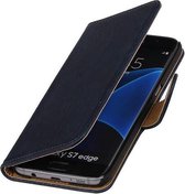 Mobieletelefoonhoesje.nl - Samsung Galaxy S7 Edge Hoesje Hout Bookstyle D.Blauw