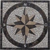 Mozaiek tegel - medallion - windroos - 120 x 120 cm - bruin creme beige - 030