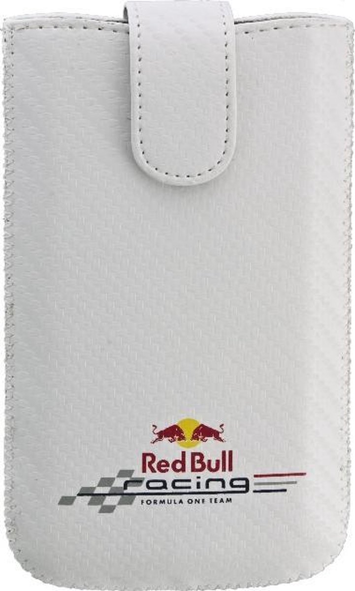 Red Bull Racing hoesje wit + kleurenlogo Samsung Galaxy S2, S3 en soortgelijke telefoons universeel 12.9 x 6.7 x 1.6 cm
