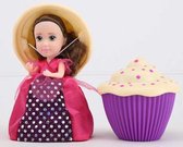 Cupcake Surprise doll - Verander je cupcake in een heerlijk geurende prinsessen pop! Paars/Ecru stippen