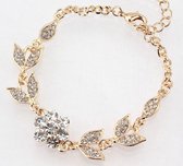 Armband bloem strass goldplated