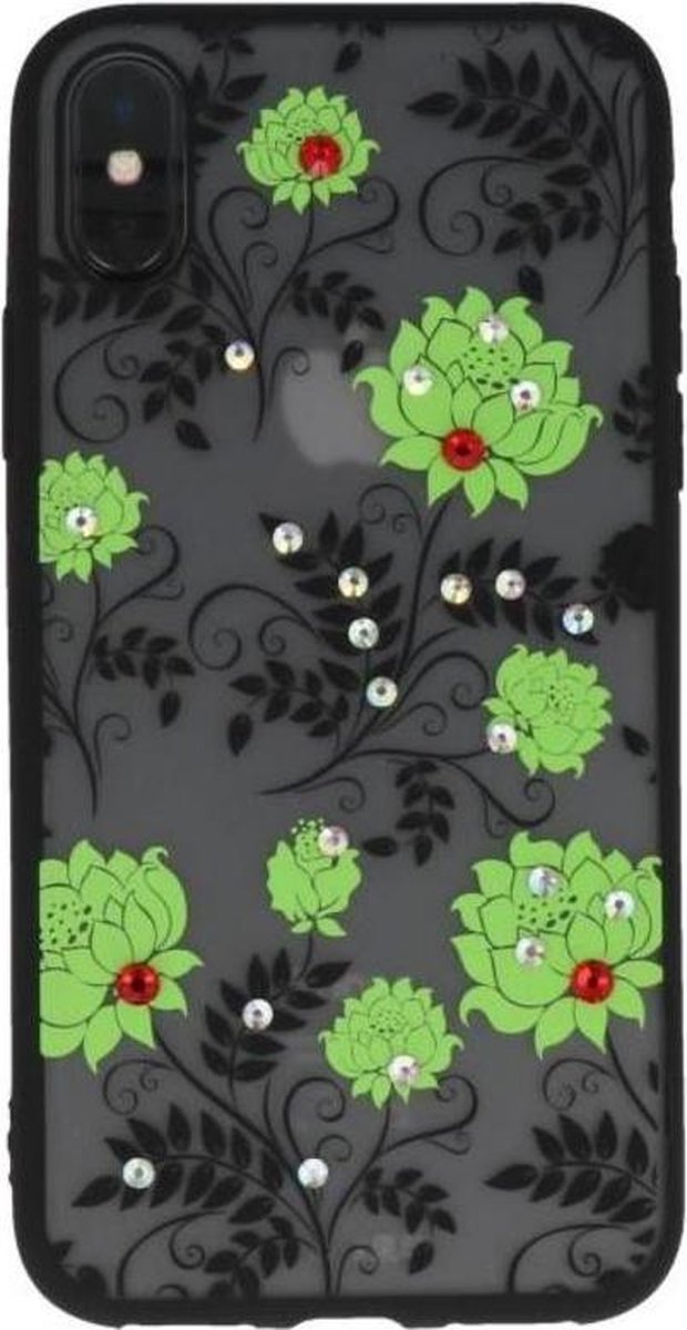 Groen Diamant Lotus Back Cover Hoesje voor iPhone X