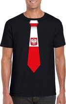 Zwart t-shirt met Polen vlag stropdas heren S