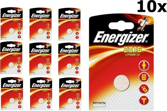 10 Stuks - Energizer CR2016 Professional Electronics 3V 90mAh Lithium knoopcel