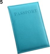 (Licht) blauwe leren Paspoorthouder - Paspoort Hoesje - Cover - Mapje
