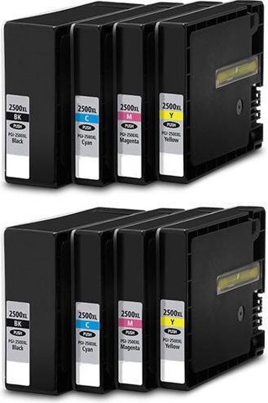 Canon PGI-2500XL compatible inktcartridges Multipack 8 Pack, 2x zwart ...