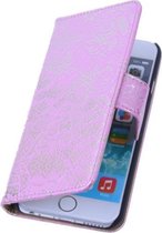 Bloem Bookstyle Hoesje - Wallet Case Telefoonhoesjes - Geschikt voor iPhone 5C Roze