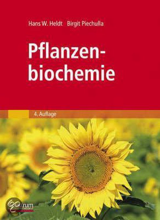 Boek "Pflanzenbiochemie" met een zonnebloem op de cover.