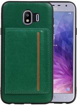 Staand Back Cover 1 Pasjes voor Galaxy J4 Groen