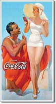 Retro Coca-Cola Wandbord 'On The Beach' - Metaal - 22 x 41 cm