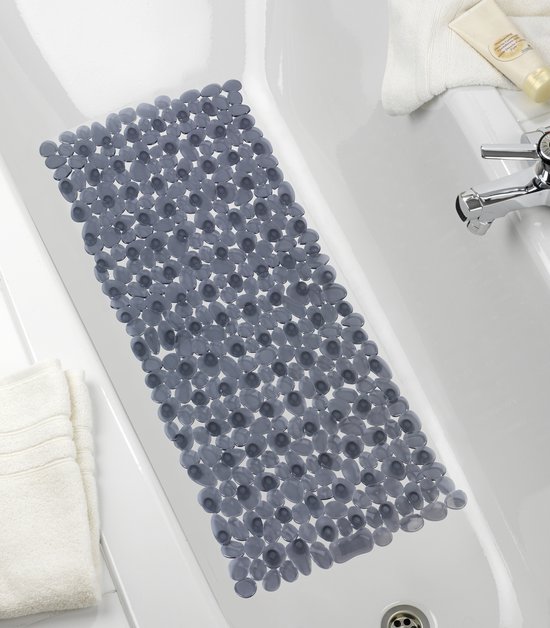 Tapis de bain antidérapant gris avec ventouses