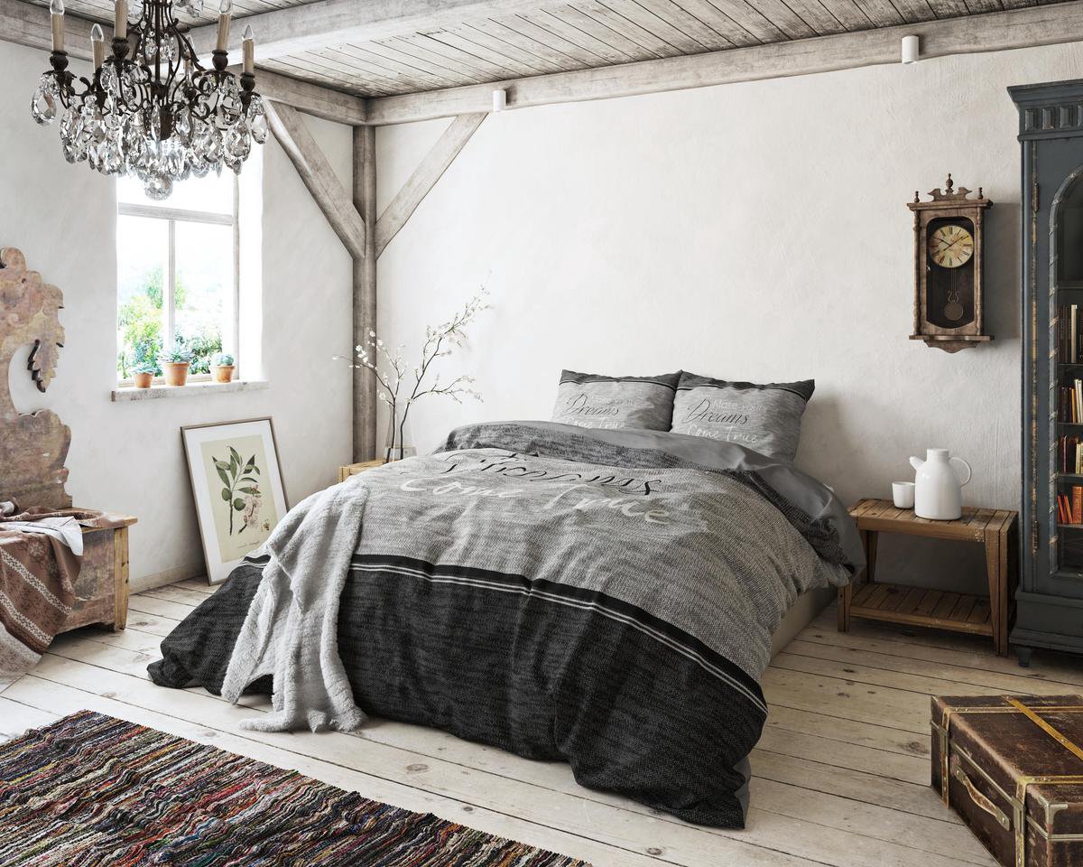 Sleeptime True Dreams - Dekbedovertrekset - Lits-Jumeaux - 240x200/220 + 2 kussenslopen 60x70 - Antraciet