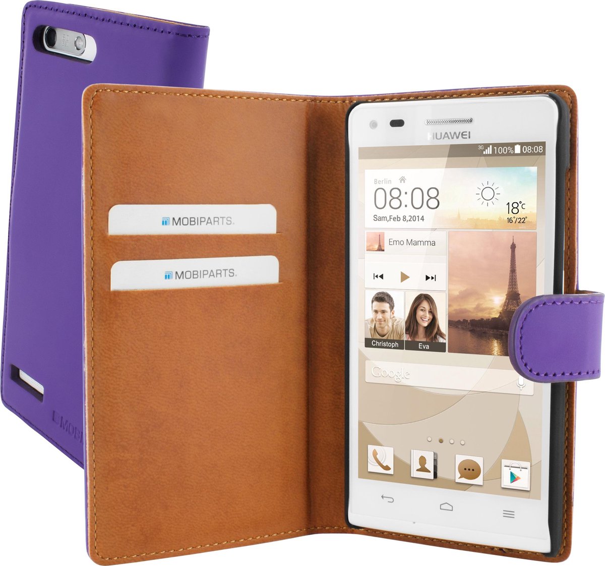 Mobiparts - Paarse premium booktype hoes - Huawei Ascend G6