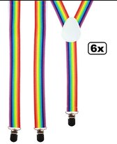 6x Bretel regenboog - Carnaval regenboog bretels festival gay pride