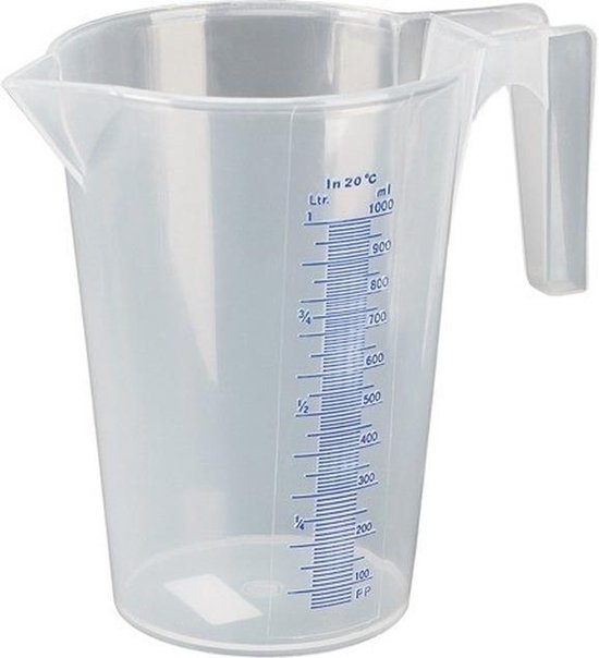 Maatbeker 1 liter transparant kunststof - Keuken accessoires en benodigdheden