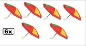 6x Mini paraplu rood/geel/groen 30 cm