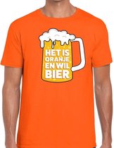 Oranje shirt met de tekst Het is oranje en wil bier -  T-shirt oranje voor heren S