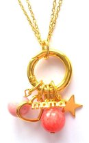 Jewellicious Designs Gold & Pink Mama ketting - collier - verwisselbaar - geboortecadeau meisje - goudkleurig roze