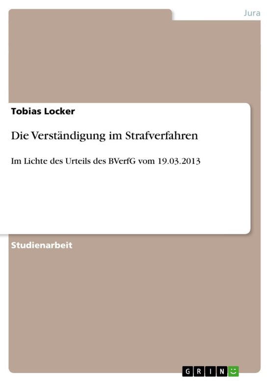 Die Verständigung im Strafverfahren - cover