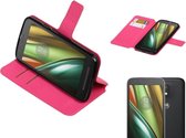 MP Case Cross Pattern TPU Bookstyle voor Moto E (3nd Gen) E3 Roze