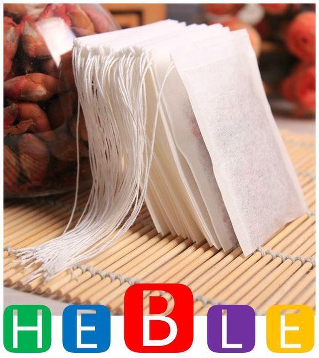 Thee-ei-zak, Asixx 100-delige nylon lege thee-ei kruiden-kruidenfilterzakken met touw voor thee, stoofpot, marinade, soep, braadpan, enz, Gemaakt van