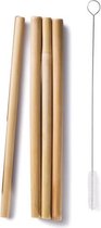 Bamboe Rietjes Bamboo Straws 4 stuks + Schoonmaakborsteltje | Milieubewust en duurzaam alternatief voor plastic