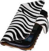 Mobieletelefoonhoesje.nl  - Samsung Galaxy S3 Mini Hoesje Zebra Bookstyle Wit