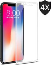 4x Apple iPhone Xs / X Screenprotector Glazen Gehard | Full Screen Cover Volledig Beeld | Tempered Glass Wit - van iCall