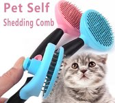 honden Kam - katten kam - Borstel Voor Hond of Kat - Verwijderd Klitten - Met 1 Klik Schoon - Alle Haartypes - Langharig - Kortharig - Verzorging - Honden en Katten - Blauw