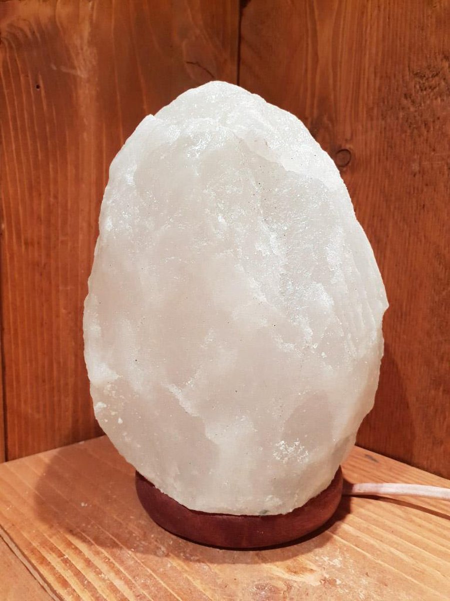 Zoutlamp 2,5 tot 3,5 kg - Witte Lamp van zout uit Dode Zee - c.a.19,5x13cm