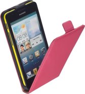 LELYCASE Lederen Flip Case Cover Hoesje Huawei Ascend G525 Pink