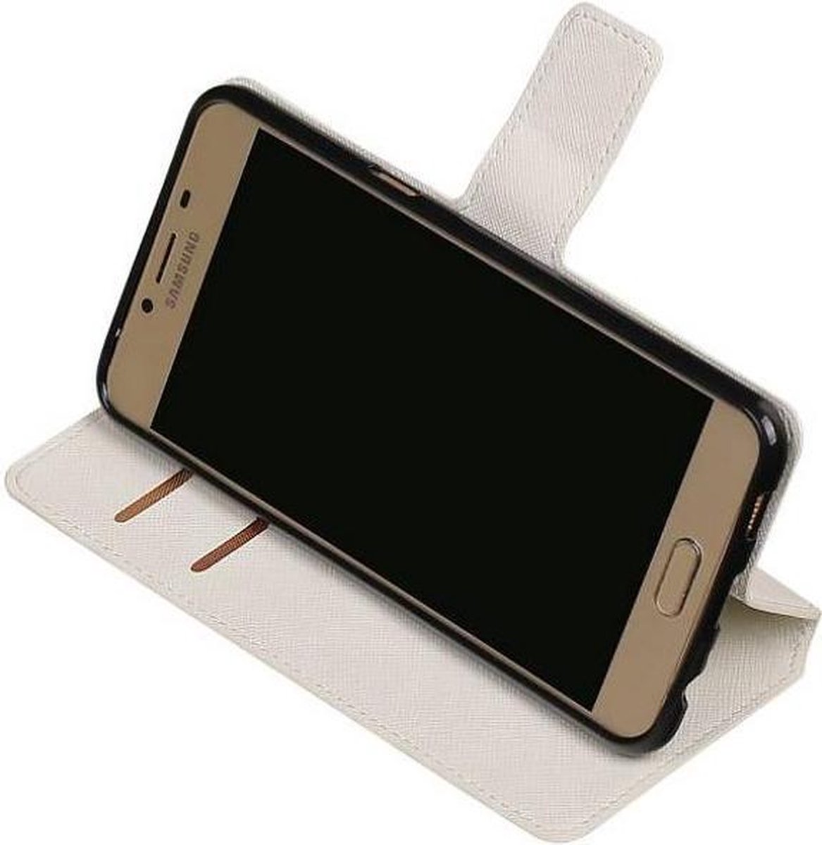 Cross Pattern TPU Bookstyle Wallet Case Hoesjes Geschikt voor Samsung Galaxy C5 Wit