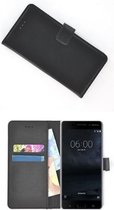 Zwart Luxe Bookcase Wallet hoesje voor Nokia 6
