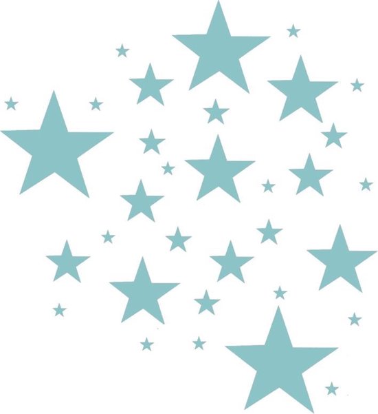bol.com | Mintgroene sterren mix muurstickers - 33 stuks