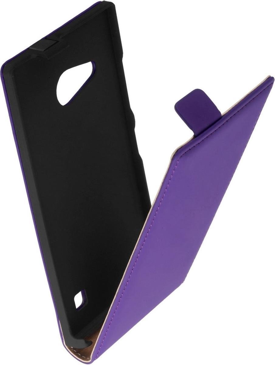 Lelycase Premium Lederen Flip Case Cover Hoesje Nokia Lumia 730 Paars