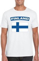 T-shirt met Finse vlag wit heren XL