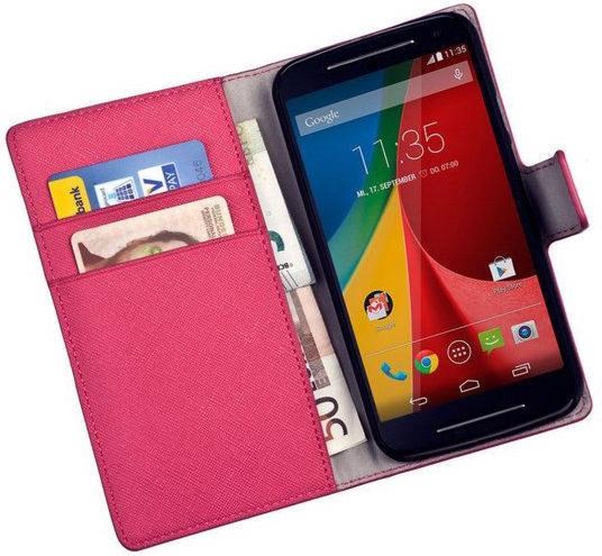 HC Roze Motorola Moto G 2014 Bookstyle case Telefoonhoesje