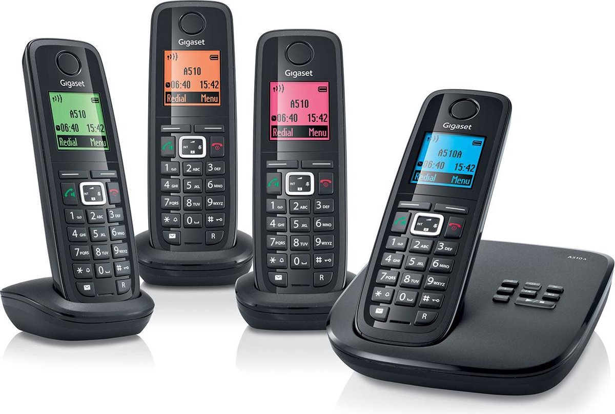 Gigaset A510A Quattro black answering machine 4 pieces