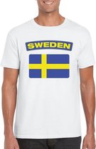 T-shirt met Zweedse vlag wit heren S