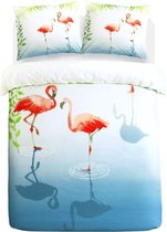Zachte Katoen/Satijn Dekbedovertrek Flamingo | 140x200/220 | Heerlijk En Soepel | Hoogwaardige Kwaliteit