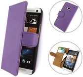 TCC Hoesje HTC One Book/Wallet Case/Cover Paars M7