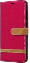 Denim Book Case - Samsung Galaxy A70 Hoesje - Rood