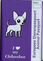Honden paspoorthoes "I love my Chihuahua" voor europees dierenpaspoort korthaar paars