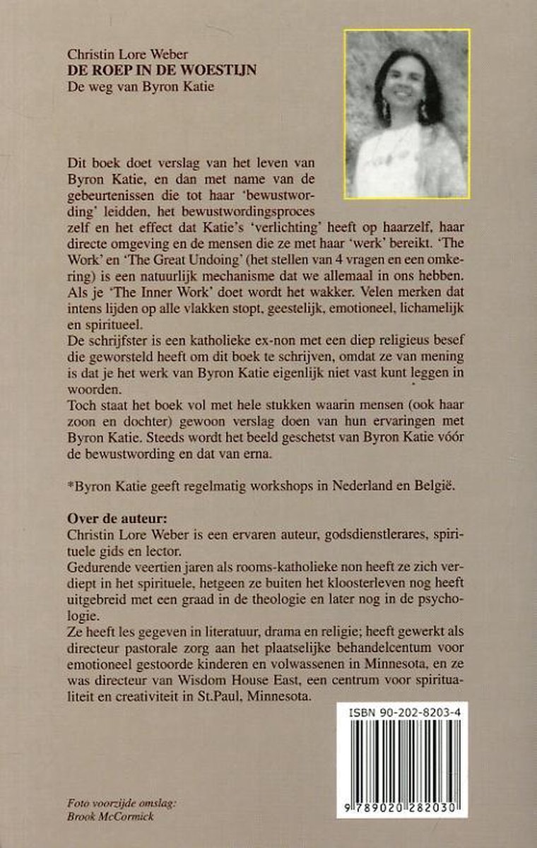 De roep in de woestijn - back cover