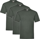 3 Pack Shirts Fruit of the Loom Ronde Hals Bottle Green Maat XXXL (3XL) Valueweight